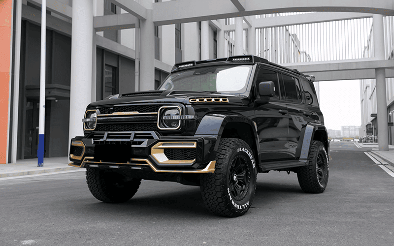 SUV fitted with a completed exterior body kit for quality review