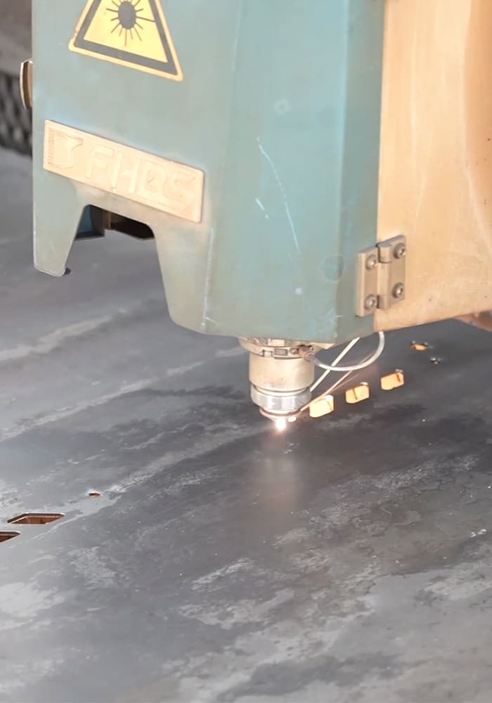 Laser cutting equipment processing sheet metal in the factory