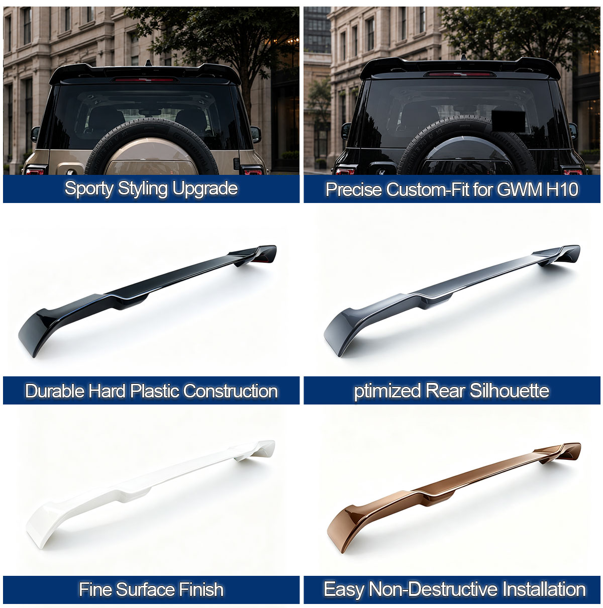 GWM Haval H10 five-seat rear spoiler feature and finish reference board