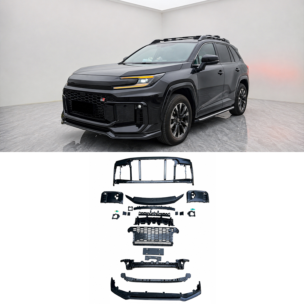 Black 2025 Toyota RAV4 fitted with MLS body kit above the supplied exterior components